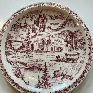 Vintage Vernon Kilns Transferware Collector Plate - State of Oregon 10/5"
